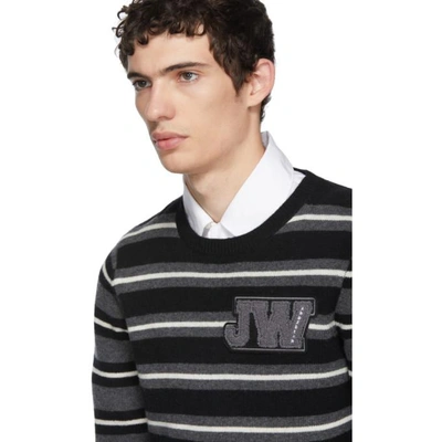 Shop Jw Anderson Black And White Striped Logo Sweater In Blk.wht