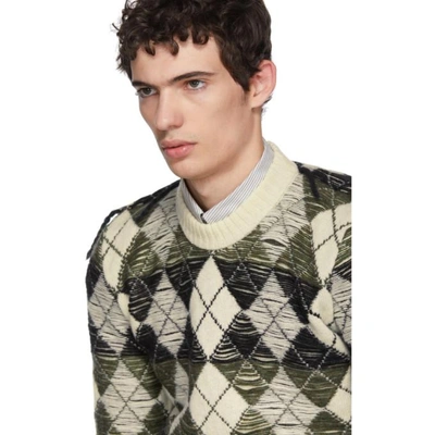 Shop Jw Anderson White Structured Argyle Sweater In Off.wht