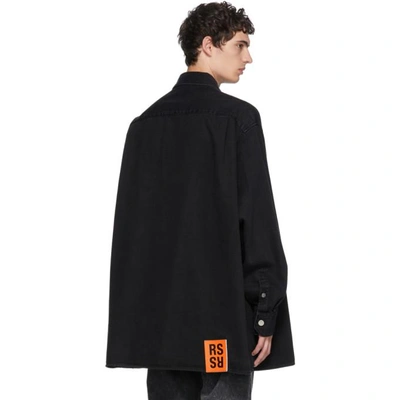 Shop Raf Simons Black Denim Easy Fit Shirt In 00099 Black