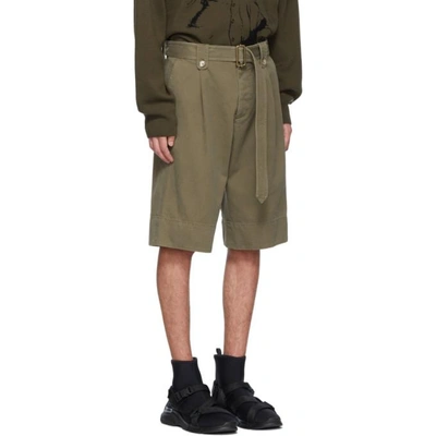 Shop Jw Anderson Khaki Washed Belted Shorts