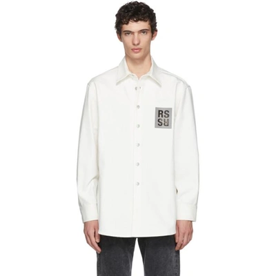 Shop Raf Simons White Denim Logo Patch Shirt In 00018 Cream