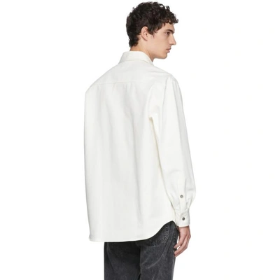 Shop Raf Simons White Denim Logo Patch Shirt In 00018 Cream