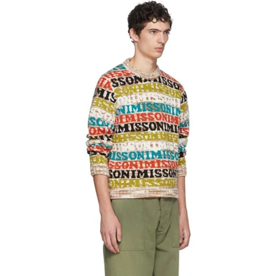 Shop Missoni Multicolor Logo Crewneck Sweater In Sm125 Multi