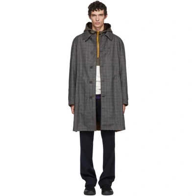 Shop Lanvin Reversible Grey And Beige Check Coat In 1405.gry.be