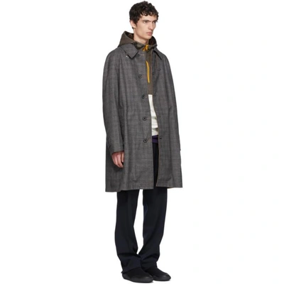 Shop Lanvin Reversible Grey And Beige Check Coat In 1405.gry.be