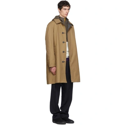 Shop Lanvin Reversible Grey And Beige Check Coat In 1405.gry.be