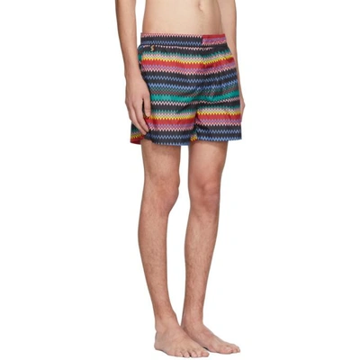 Shop Missoni Black Zig Zag Swim Shorts In Sm021 Multi