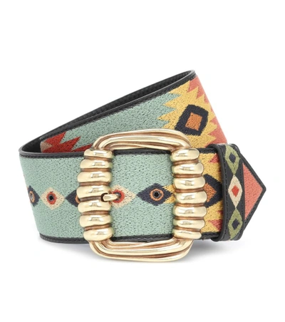 Shop Etro Embroidered Leather Belt In Multicoloured