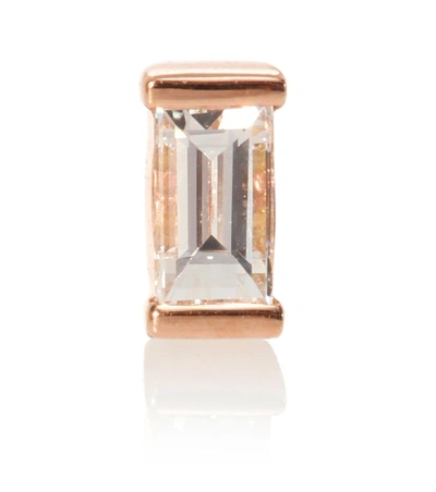 Shop Maria Tash Diamond Baguette 18kt Rose Gold Single Earring With Diamond In Pink