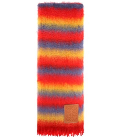 Shop Loewe Wool And Mohair-blend Scarf In Multicoloured