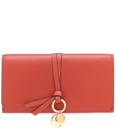 Shop Chloé Alphabet Long Leather Wallet In Red