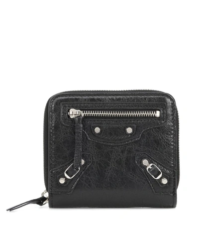 Shop Balenciaga Classic Mini Leather Wallet In Black