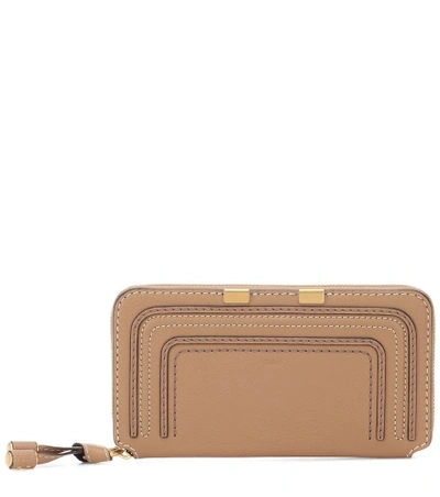Shop Chloé Marcie Leather Wallet In Brown