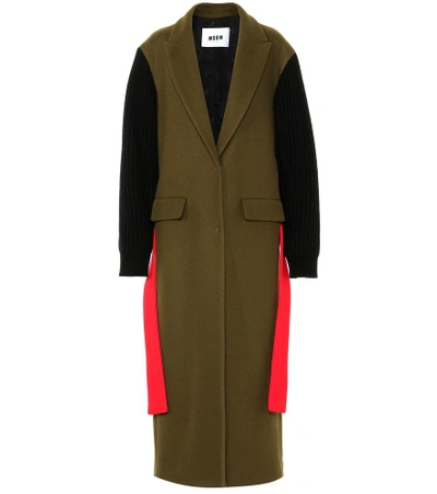 Shop Msgm Wool-blend Coat In Multicoloured