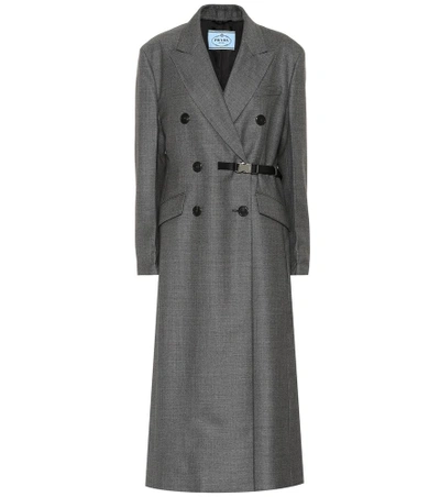 Shop Prada Wool Coat In Grey