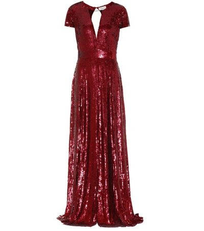Shop Temperley London Ray Sequinned Gown In Red