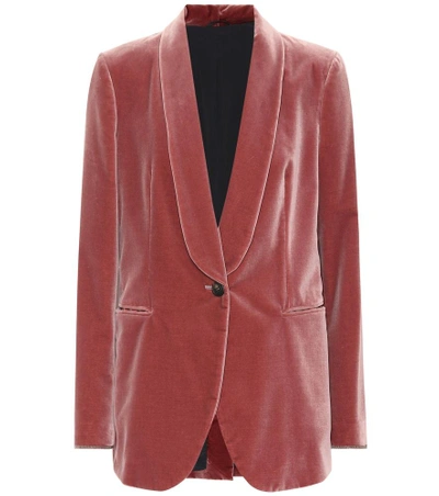 Shop Brunello Cucinelli Velvet Blazer In Pink