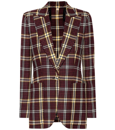 Shop Burberry Checked Wool Blazer In Multicoloured