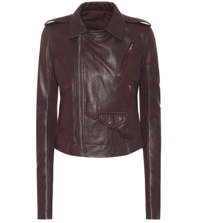 Shop Rick Owens Leather Jacket In Brown