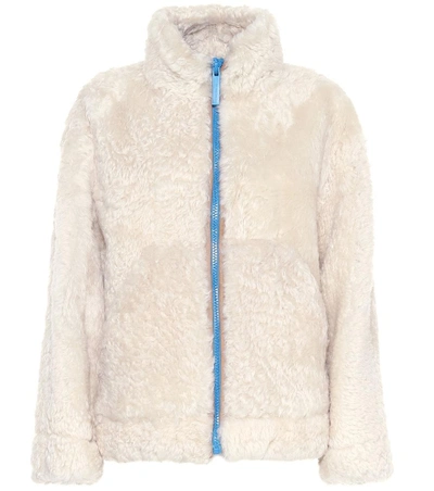 Shop Burberry Shearling Jacket In White