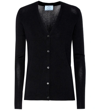 Shop Prada Cashmere And Silk Cardigan In Black
