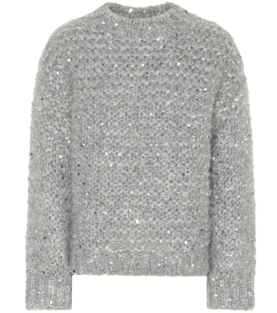 Shop Brunello Cucinelli Sequined Mohair-blend Sweater In Grey