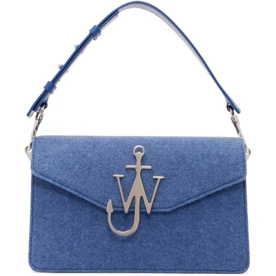 Shop Jw Anderson Blue Felted Logo Bag In Royal