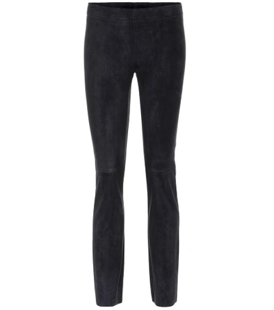 Shop Stouls Jacky Cropped Suede Trousers In Blue