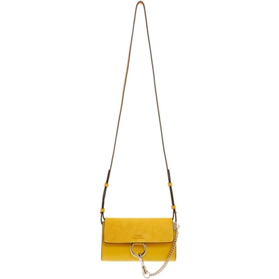 Shop Chloé Chloe Yellow Mini Faye Wallet Bag In 776 Dark Oc