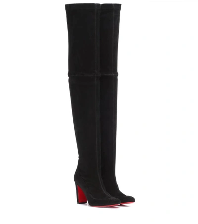 Shop Christian Louboutin Kiss Me Gena 85 Suede Over-the-knee Boots In Black