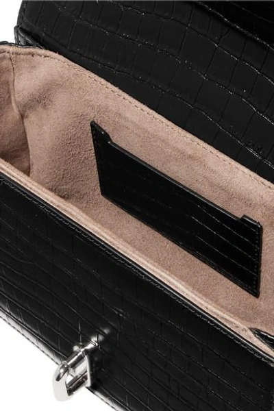 Shop Alexander Wang Hook Croc-effect Leather Shoulder Bag In Black