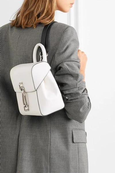 Shop Alexander Wang Hook Mini Smooth And Textured-leather Backpack In White