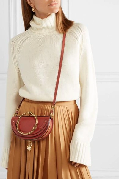 Shop Chloé Nile Bracelet Mini Leather Shoulder Bag In Red