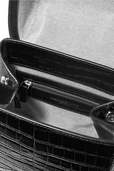 Shop Alexander Wang Hook Mini Croc-effect Leather Backpack In Black