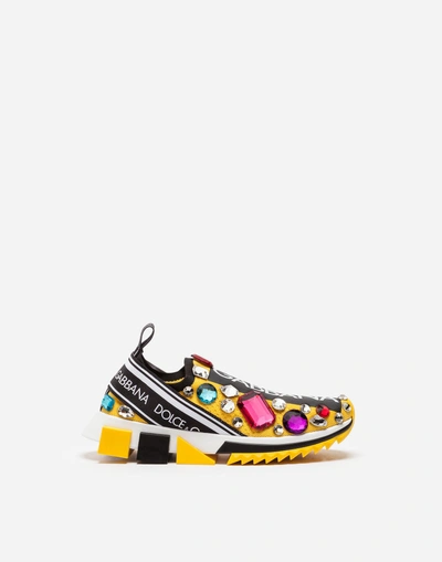 Shop Dolce & Gabbana Sorrento Sneakers With Embroidery In Yellow