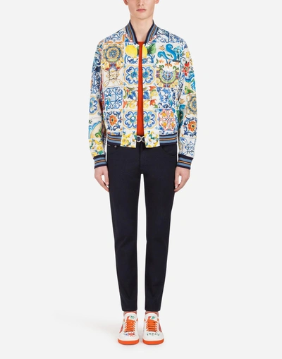 Shop Dolce & Gabbana Printed Cotton Jacket In Majolica Print