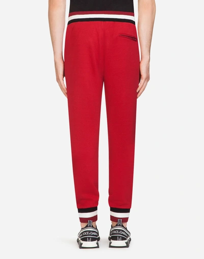 Shop Dolce & Gabbana Cotton Jogging Pants With Patch In Red
