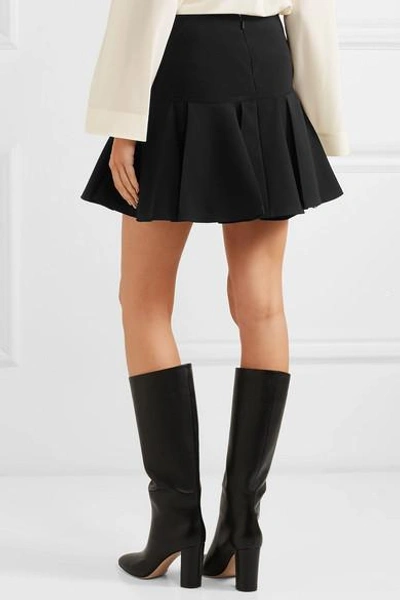 Shop Chloé Pleated Crepe Mini Skirt In Black