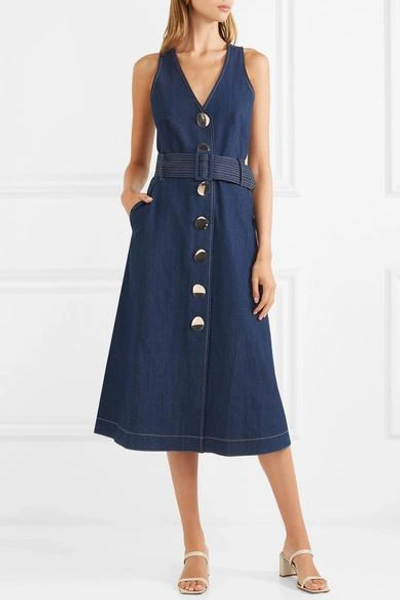 Shop Paper London Wallace Denim Midi Dress In Dark Denim