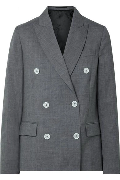 Shop Golden Goose Misam Double-breasted Wool-crepe Blazer In Anthracite