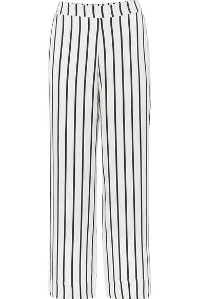 Shop Asceno Striped Silk-satin Pajama Pants In White