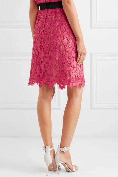 Shop Dolce & Gabbana Guipure Lace Skirt In Pink