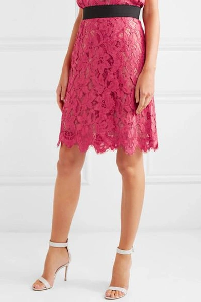 Shop Dolce & Gabbana Guipure Lace Skirt In Pink