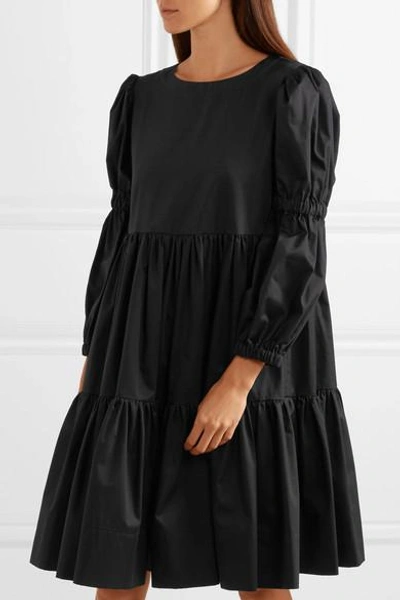 Shop Molly Goddard Milla Tiered Cotton-twill Dress In Black