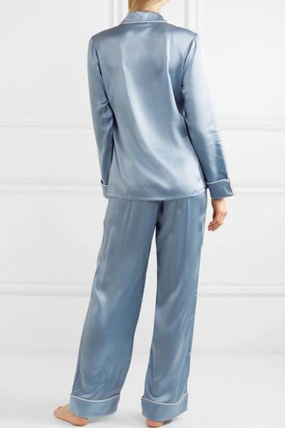 Shop Olivia Von Halle Coco Silk-satin Pajama Set In Blue