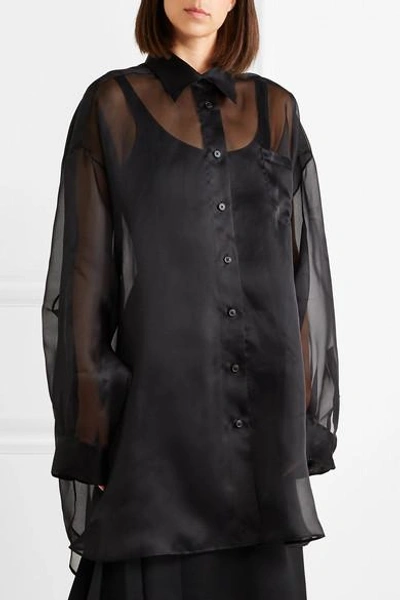 Shop Maison Margiela Oversized Silk-organza Shirt In Black