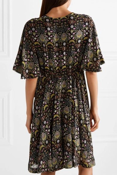 Shop Chloé Printed Georgette Mini Dress In Black