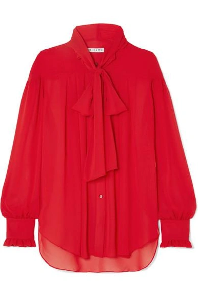 Shop Rejina Pyo Lynn Pussy-bow Chiffon Blouse In Red