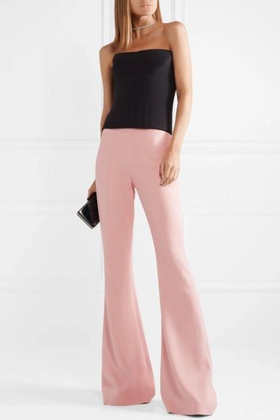 Shop Brandon Maxwell Crepe Flared Pants In Pastel Pink