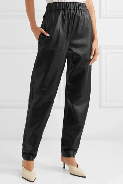 Shop Tibi Leather Pants In Black